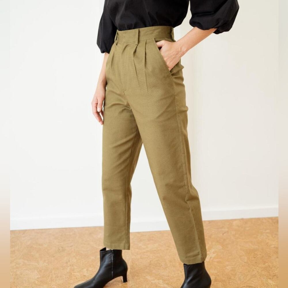 Tribe Alive The Icon Olive Green High Waisted Straight Leg Crop Pants Size 0